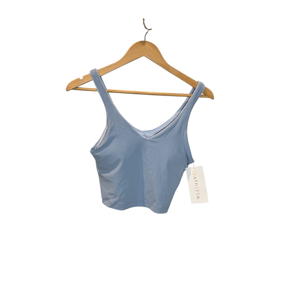 Athleta‎ Transcend Cropped Tank Top Light Blue Built-In Bra Power of She NWT